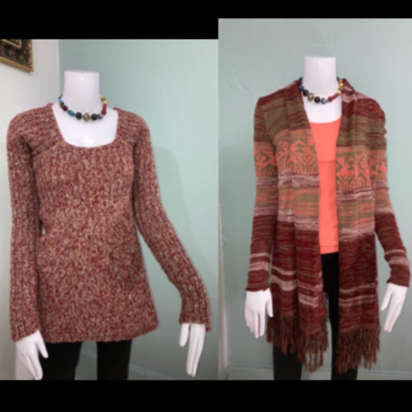 BKE Sweater and Fringed Cardigan M - Picture 1 of 10